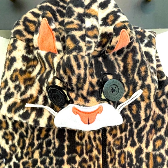 Nick & Nora Cheetah Cat Print Zipper Hooded Onesie Small - Picture 8 of 9